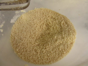 Fats and flour all mixed together and looking like breadcrumbs.