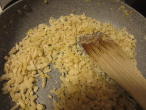 Sauted onions covered evenly in flour.